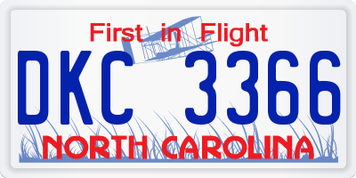 NC license plate DKC3366