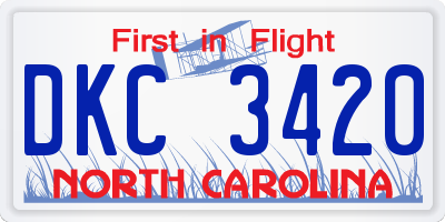 NC license plate DKC3420