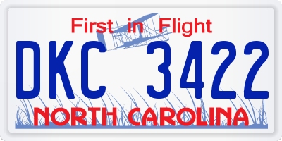 NC license plate DKC3422