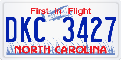 NC license plate DKC3427