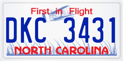 NC license plate DKC3431