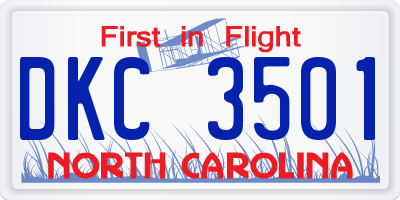 NC license plate DKC3501