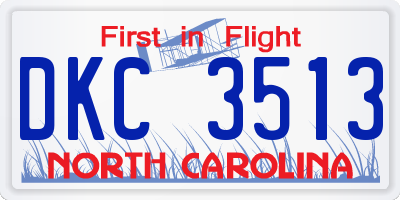 NC license plate DKC3513