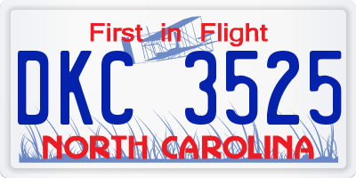 NC license plate DKC3525