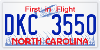 NC license plate DKC3550