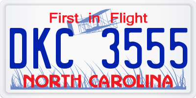 NC license plate DKC3555