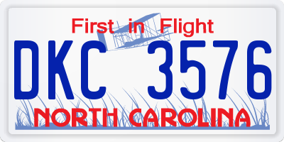 NC license plate DKC3576