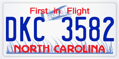 NC license plate DKC3582