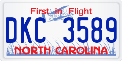 NC license plate DKC3589