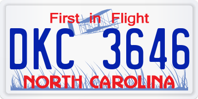 NC license plate DKC3646