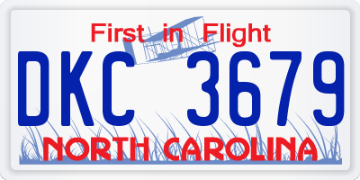 NC license plate DKC3679
