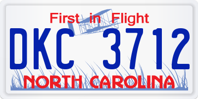 NC license plate DKC3712