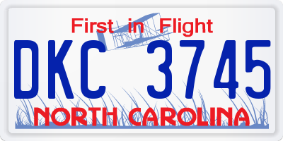 NC license plate DKC3745