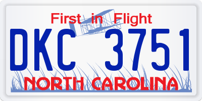 NC license plate DKC3751