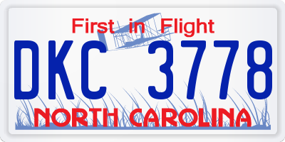 NC license plate DKC3778