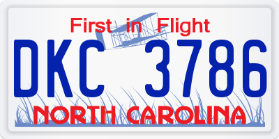 NC license plate DKC3786