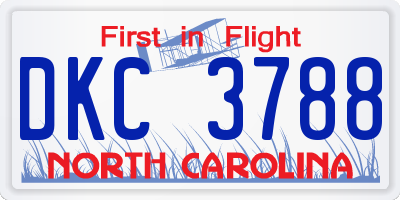NC license plate DKC3788
