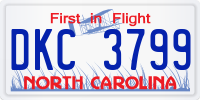 NC license plate DKC3799