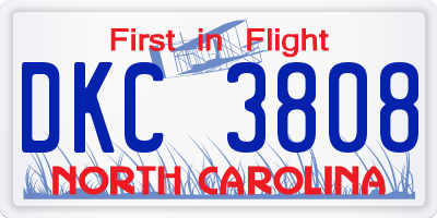 NC license plate DKC3808