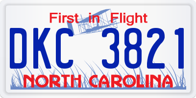 NC license plate DKC3821
