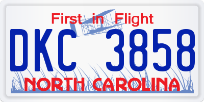 NC license plate DKC3858