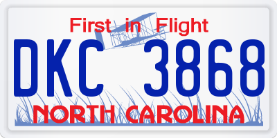 NC license plate DKC3868