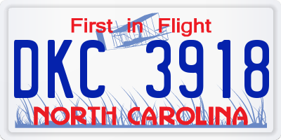 NC license plate DKC3918