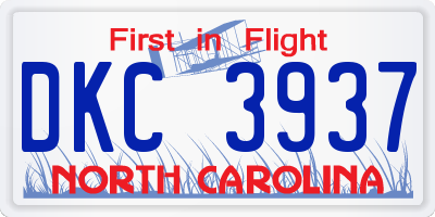 NC license plate DKC3937