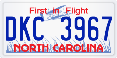 NC license plate DKC3967