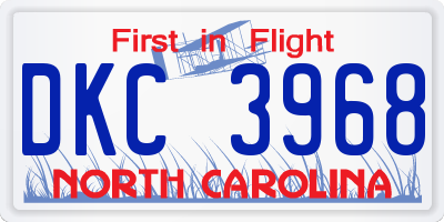 NC license plate DKC3968