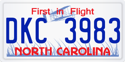NC license plate DKC3983