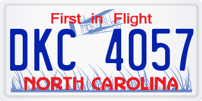 NC license plate DKC4057