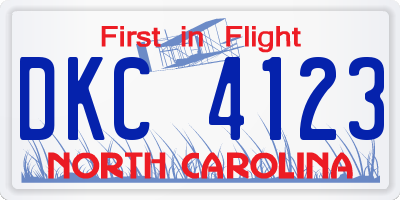 NC license plate DKC4123