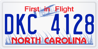 NC license plate DKC4128