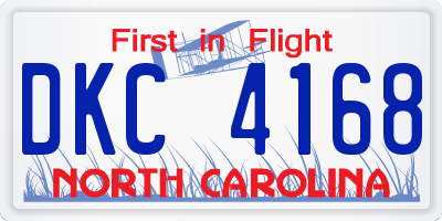 NC license plate DKC4168