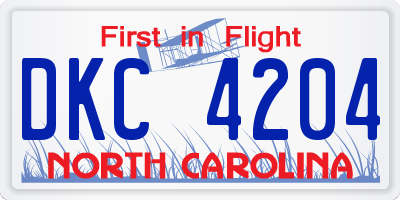 NC license plate DKC4204