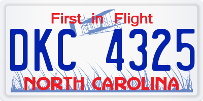 NC license plate DKC4325