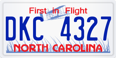 NC license plate DKC4327