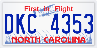 NC license plate DKC4353
