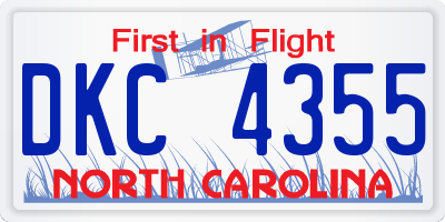 NC license plate DKC4355