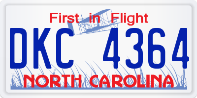NC license plate DKC4364