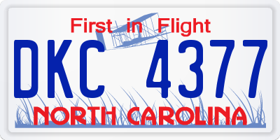 NC license plate DKC4377