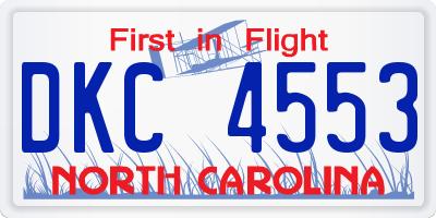 NC license plate DKC4553
