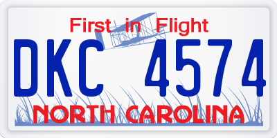 NC license plate DKC4574