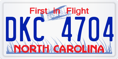 NC license plate DKC4704
