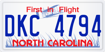 NC license plate DKC4794
