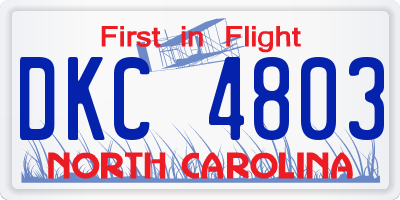 NC license plate DKC4803