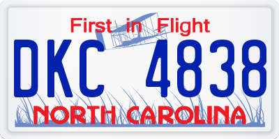 NC license plate DKC4838