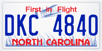 NC license plate DKC4840