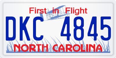 NC license plate DKC4845